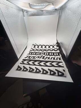 Marimekko Black and White Geometric Print Cotton Drawstring Bag